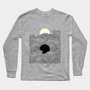 Abstraction Landscape Yin yang sun moon Ocean wave Long Sleeve T-Shirt